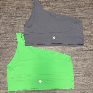 Lululemon Athletica Gray and Neon Green Tops